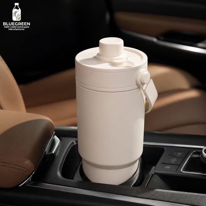 735ml Stainless Steel Tea Infuser Travel Tumbler with Straw and Handle