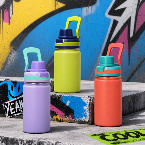 350ml Stainless Steel Kids Water Bottle with Straw Lid
