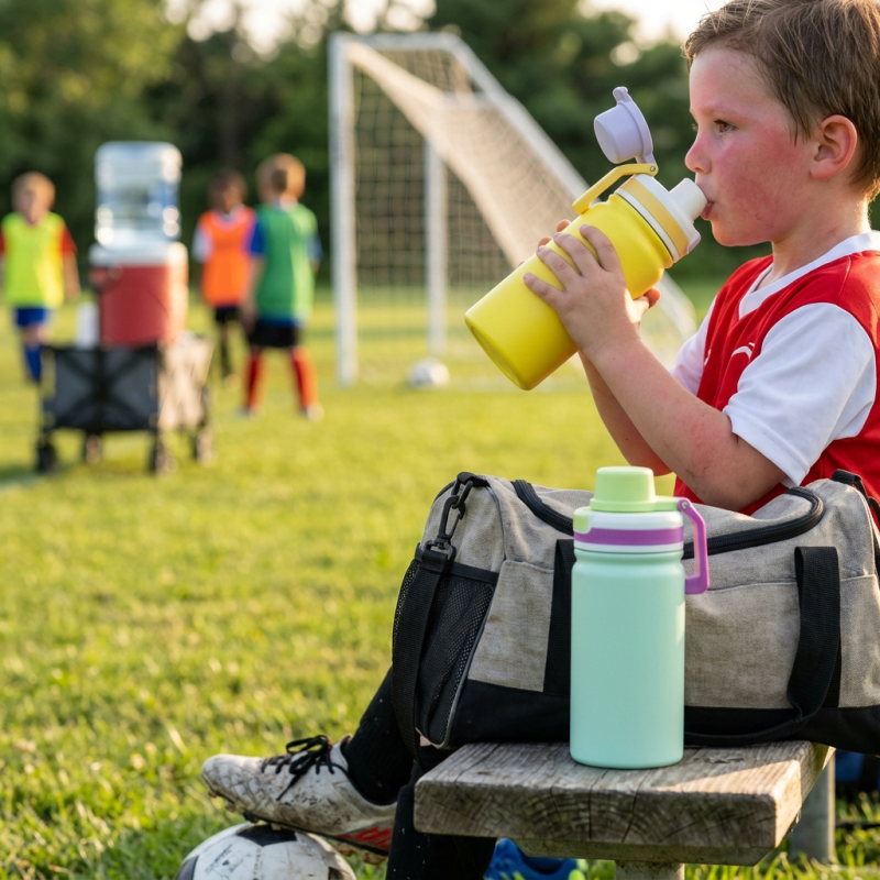 350ml Stainless Steel Kids Water Bottle with Straw Lid