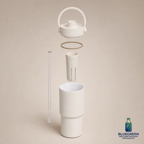 735ml Stainless Steel Tea Infuser Travel Tumbler with Straw and Handle