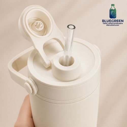 735ml Stainless Steel Tea Infuser Travel Tumbler with Straw and Handle