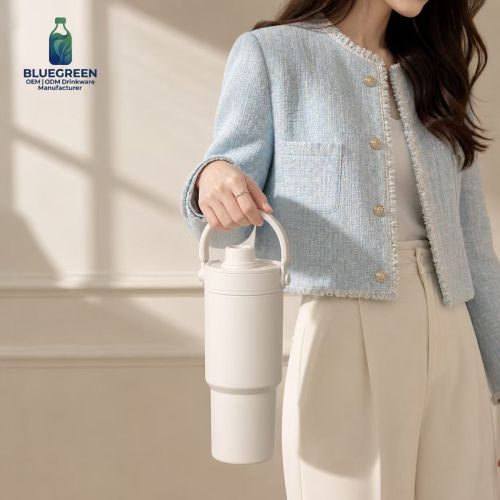 735ml Stainless Steel Tea Infuser Travel Tumbler with Straw and Handle
