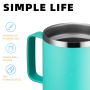 14oz Stainless Steel Coffee Mug with Hollow Handle and Lid
