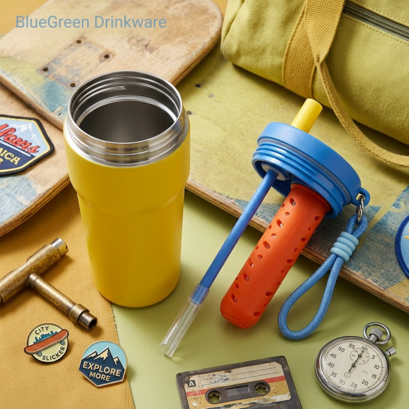 500ml 304 Stainless Straw Tumbler with Wrist Strap OEM