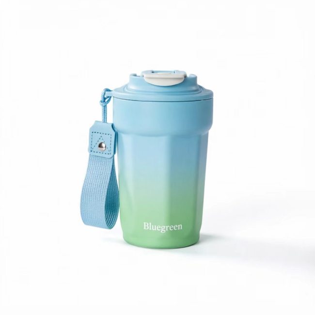 380ml Octagonal Travel Coffee Tumbler with Strap