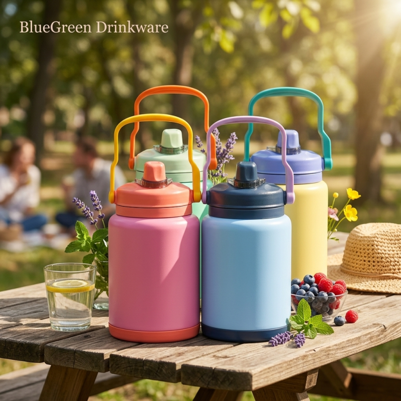 4L Leakproof Stainless Steel Water Jug with Dual-Drink Lid