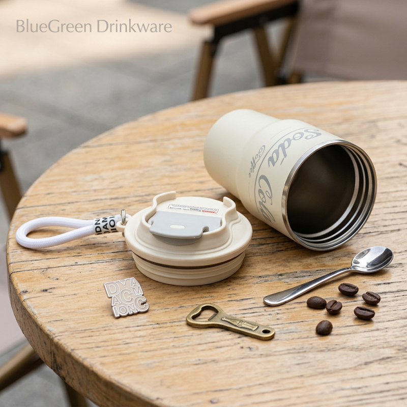 510ml Octagonal Travel Coffee Cup with Strap&Flip lid