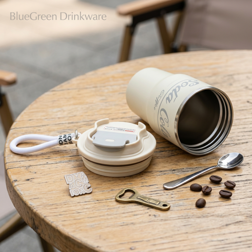 510ml Octagonal Travel Coffee Cup with Strap&Flip lid