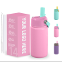 420ml Kid Water Bottle with Dust Proof Straw Lid Thermal Water Bottle with Handle Anti Slip Bottle for School