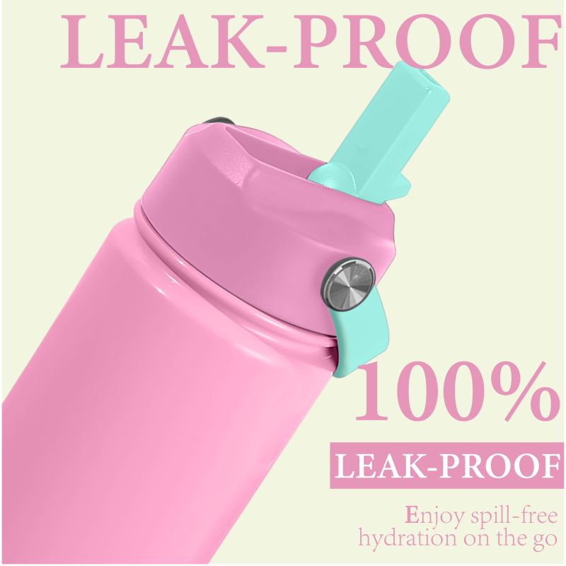 420ml Kid Water Bottle with Dust Proof Straw Lid Thermal Water Bottle with Handle Anti Slip Bottle for School