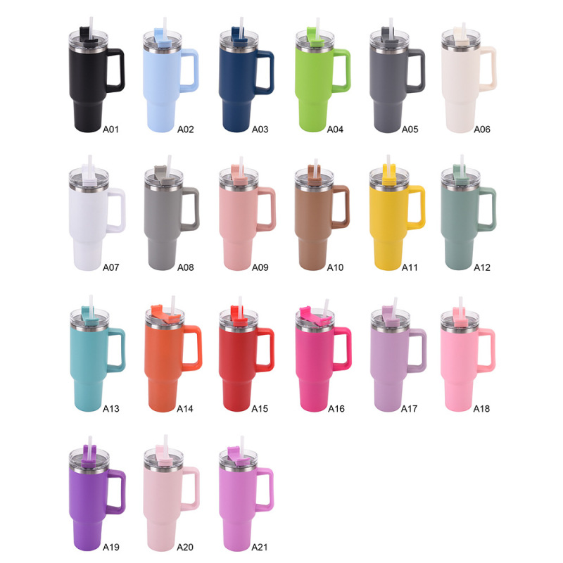 2024 Fashion Christmas Gift 40oz Leak Proof Stainless Steel Tumbler With Handle Lid Vacuum Insulated Travel Tumbler With Straw