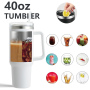 2024 Fashion Christmas Gift 40oz Leak Proof Stainless Steel Tumbler With Handle Lid Vacuum Insulated Travel Tumbler With Straw