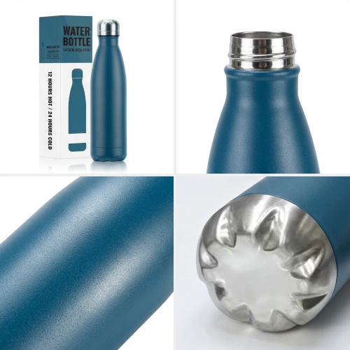 Premium 304 Stainless Steel Vacuum Flask 500ml Bowling Shape Double Wall Insulated Bottle for Outdoor Travel