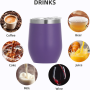 Wine Tumblers With Lid 12 oz Stainless Steel Egg Mug Coffee Mug Wine Tumblers With Straw Custom Logo