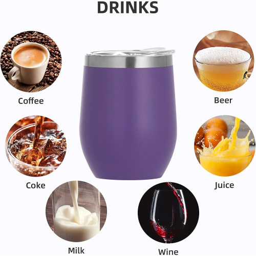 Wine Tumblers With Lid 12 oz Stainless Steel Egg Mug Coffee Mug Wine Tumblers With Straw Custom Logo