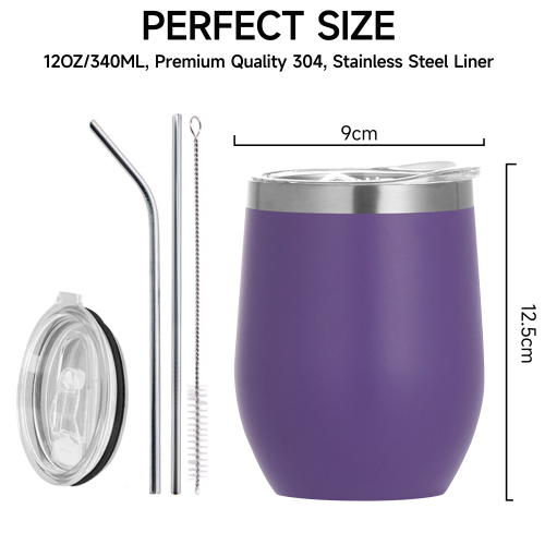 Wine Tumblers With Lid 12 oz Stainless Steel Egg Mug Coffee Mug Wine Tumblers With Straw Custom Logo