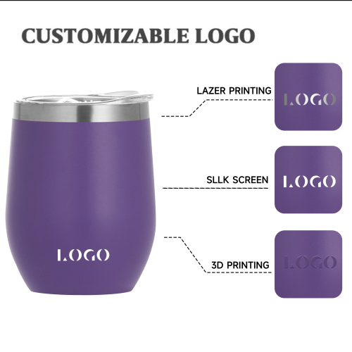 Wine Tumblers With Lid 12 oz Stainless Steel Egg Mug Coffee Mug Wine Tumblers With Straw Custom Logo