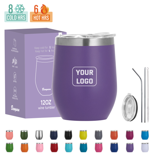 Wine Tumblers With Lid 12 oz Stainless Steel Egg Mug Coffee Mug Wine Tumblers With Straw Custom Logo