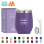 Wine Tumblers With Lid 12 oz Stainless Steel Egg Mug Coffee Mug Wine Tumblers With Straw Custom Logo