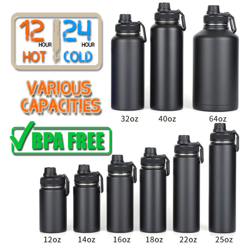 Sustainable 304 Stainless Steel Vacuum Flask Wide-Mouth Leak-Proof Water Bottle for Hiking Travel and Daily Use