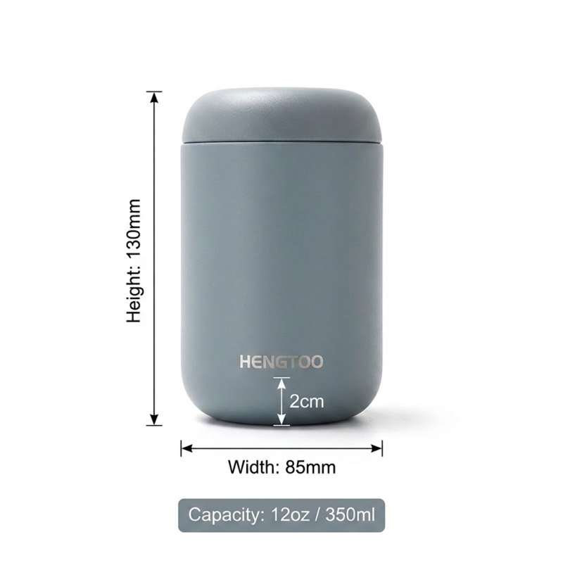 Factory Direct Bulk Custom 160z Print Stainless Steel Vacuum Insulated Flask with Spoon & Cleaning Brush for Wholesale