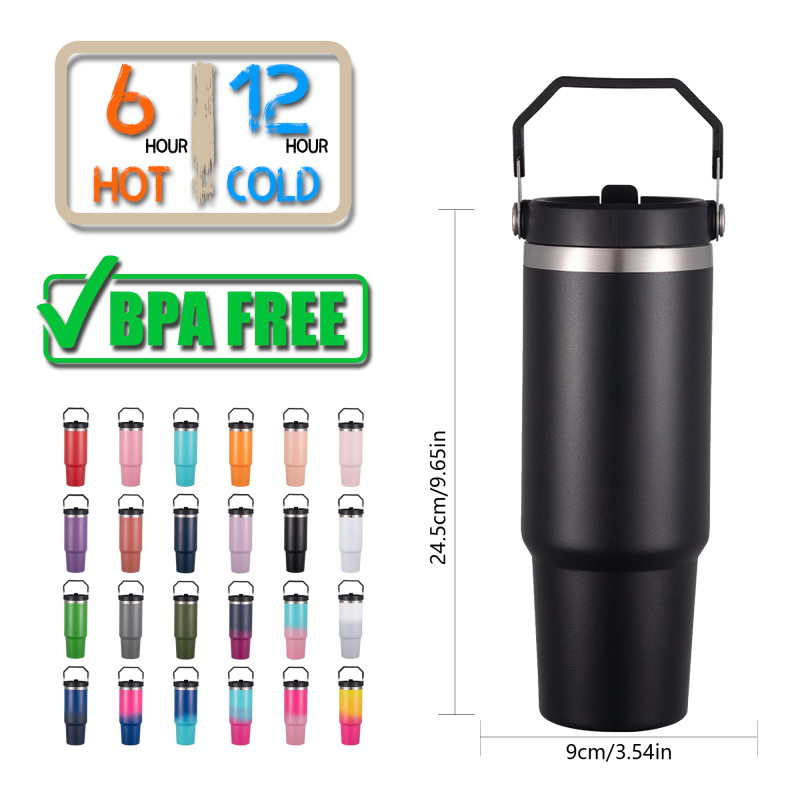 Best Quality Tumbler 30 Oz With Handle And Flip Straw Gourde Inox Deau Thermos Insulated Stainless Steel Water Bottle