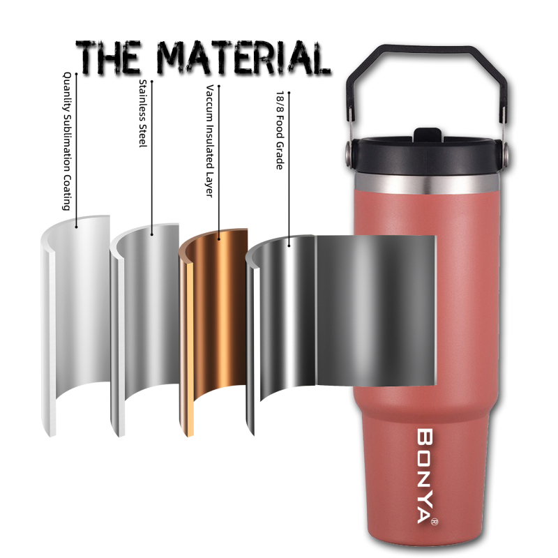 Best Quality Tumbler 30 Oz With Handle And Flip Straw Gourde Inox Deau Thermos Insulated Stainless Steel Water Bottle