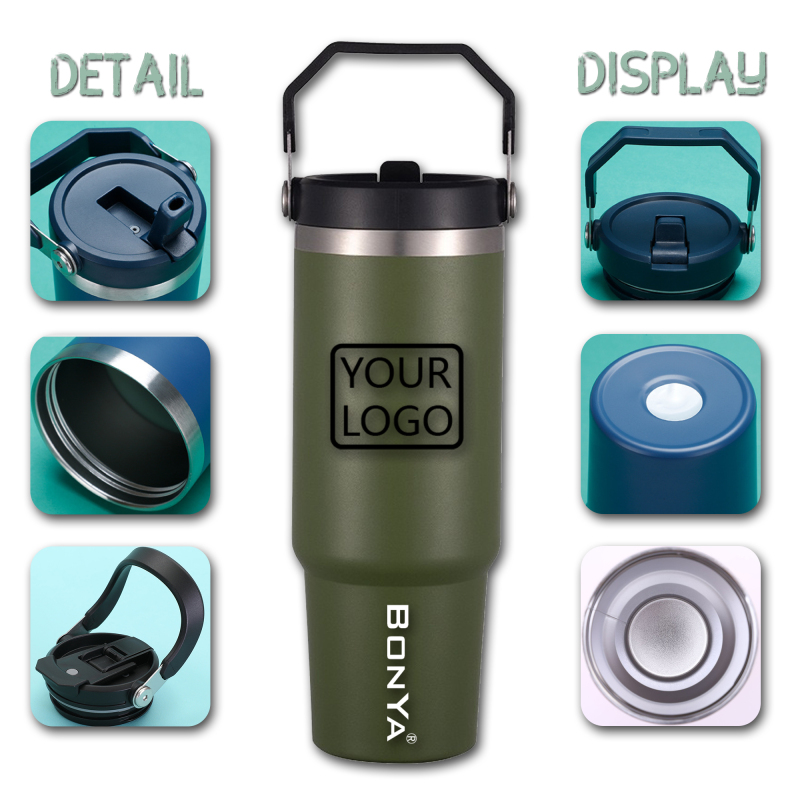 Best Quality Tumbler 30 Oz With Handle And Flip Straw Gourde Inox Deau Thermos Insulated Stainless Steel Water Bottle