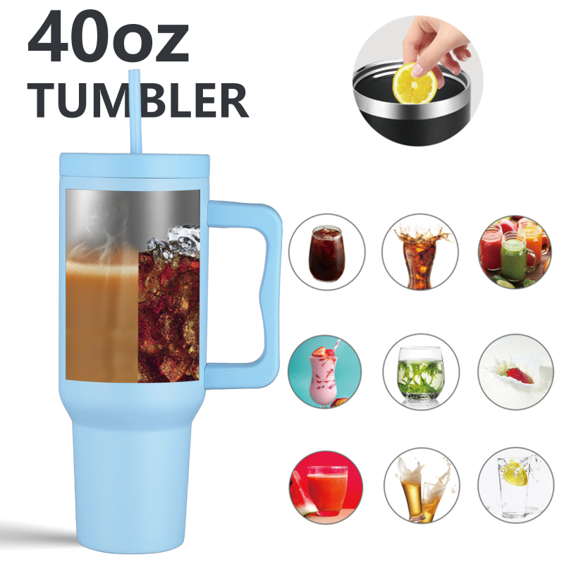 40oz Stainless Steel Vacuum Insulated Tumbler with Handle and Straw Leakproof BPA Free for Car and Party Use