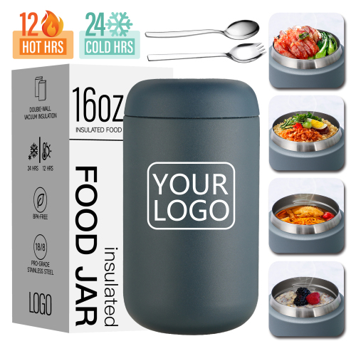 New Arrival 12oz Insulated Stainless Steel Soup Jar with Spoon and Cleaning Brush Gift Cup for Outdoor Picnic School Presents