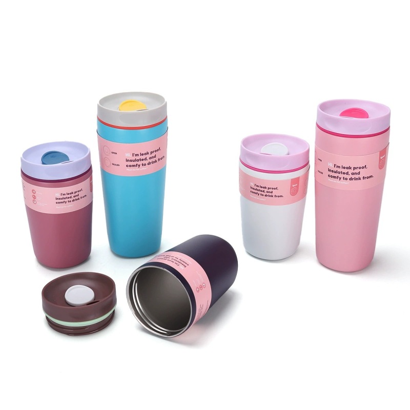 Stainless Steel Double Wall Vacuum Insulated Coffee Tumbler Handle Lid Reusable Travel Mug for Hot/Cold Drinks Iced Coffee 12-24
