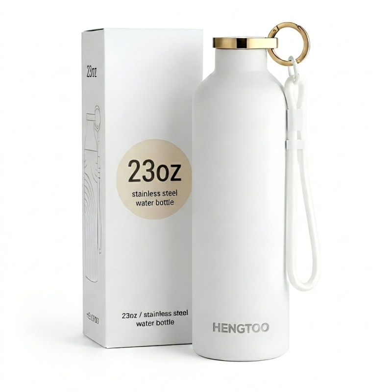 High Quality Portable Stainless Steel BPA Free with Carrying Handle Steel Water Bottle for Cycling Hiking