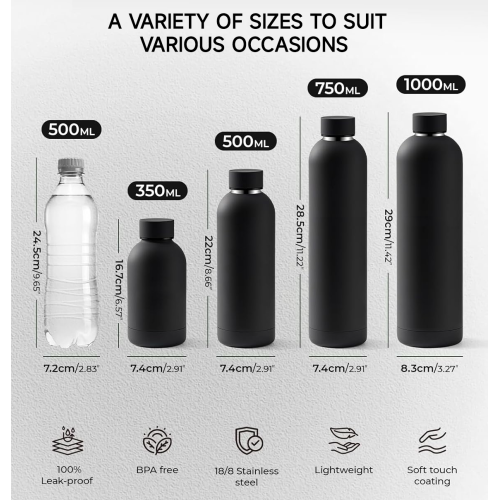Custom Logo 500ml Drink Bottle Stainless Steel Double Wall Vaccum Flask Thermal Rubber Paint Matte Sports Water Bottle