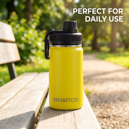 Wholesale 12oz Custom Logo Sport Water Bottle 304 Stainless Steel Vacuum Insulated Flask Spout Lid Handle 6-12 Hours Thermal