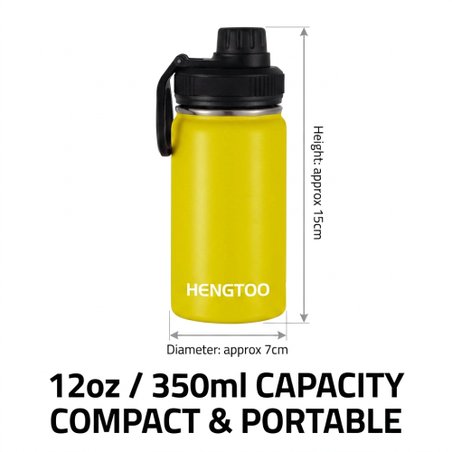 Wholesale 12oz Custom Logo Sport Water Bottle 304 Stainless Steel Vacuum Insulated Flask Spout Lid Handle 6-12 Hours Thermal