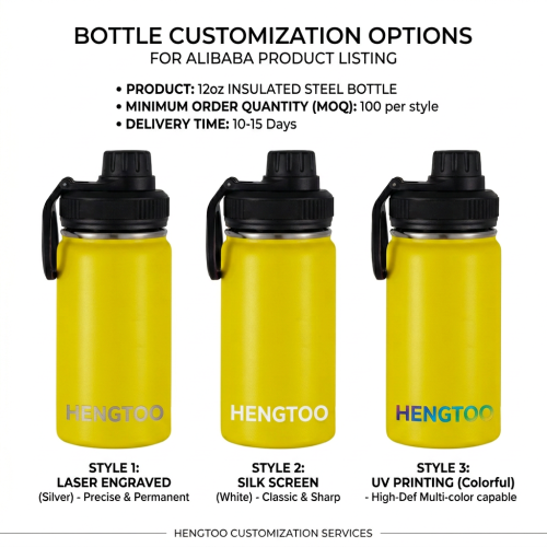 Wholesale 12oz Custom Logo Sport Water Bottle 304 Stainless Steel Vacuum Insulated Flask Spout Lid Handle 6-12 Hours Thermal