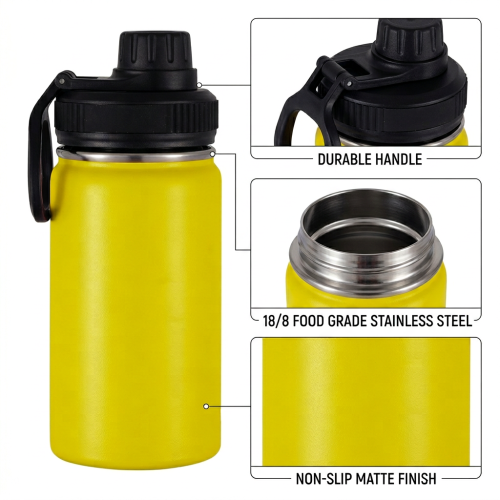 Wholesale 12oz Custom Logo Sport Water Bottle 304 Stainless Steel Vacuum Insulated Flask Spout Lid Handle 6-12 Hours Thermal