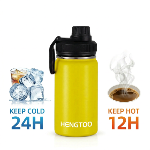 Wholesale 12oz Custom Logo Sport Water Bottle 304 Stainless Steel Vacuum Insulated Flask Spout Lid Handle 6-12 Hours Thermal