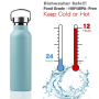 Durable Double-Walled Water Bottle Flask 304 Stainless Steel Sports Gym Bottles