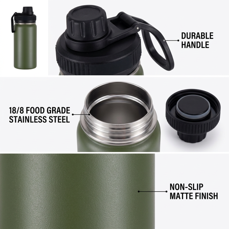 Camping 12oz Insulated Thermos with Handgrip, Custom Logo 12 oz Vacuum Flask Factory, 6-12 Hour Thermal Wide Mouth Tumbler - HENGTOO