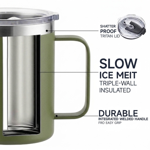 12oz Slim Fit Stainless Steel Double Wall Portable Trending Vacuum Flask Handle Lid Leak Proof 6 12hr Thermal BPA