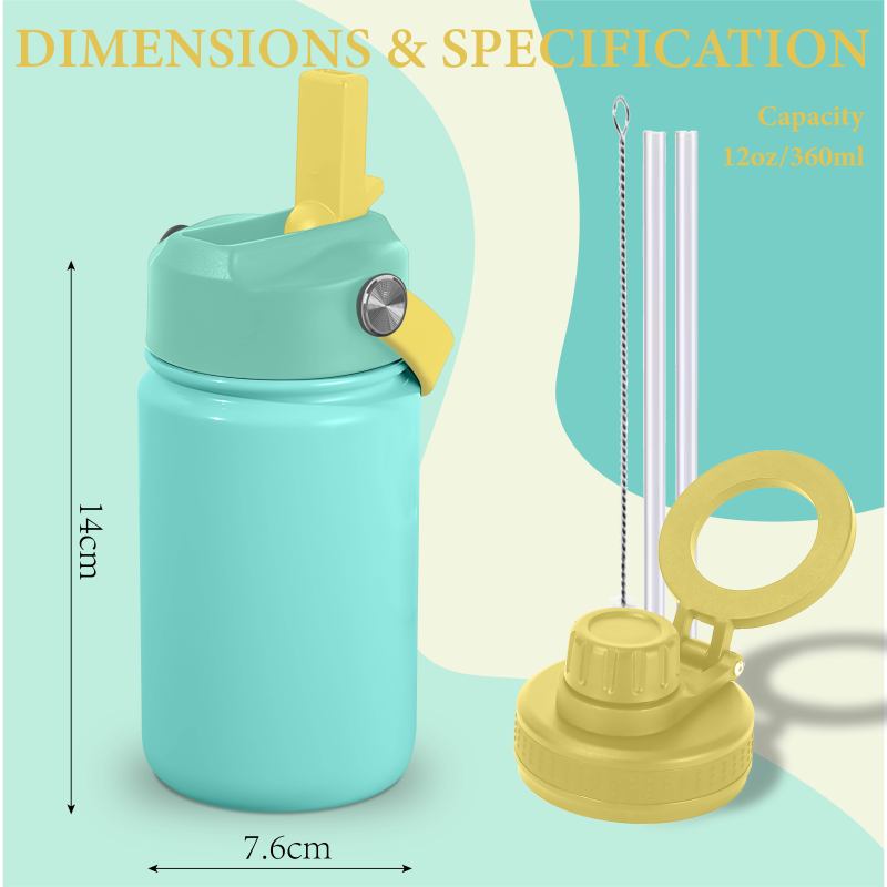 BPA-Free 14oz Double Wall Stainless Steel Insulated Vacuum Flask New Lid Kid Water Bottle for School Use Hot Cold for Hot Water