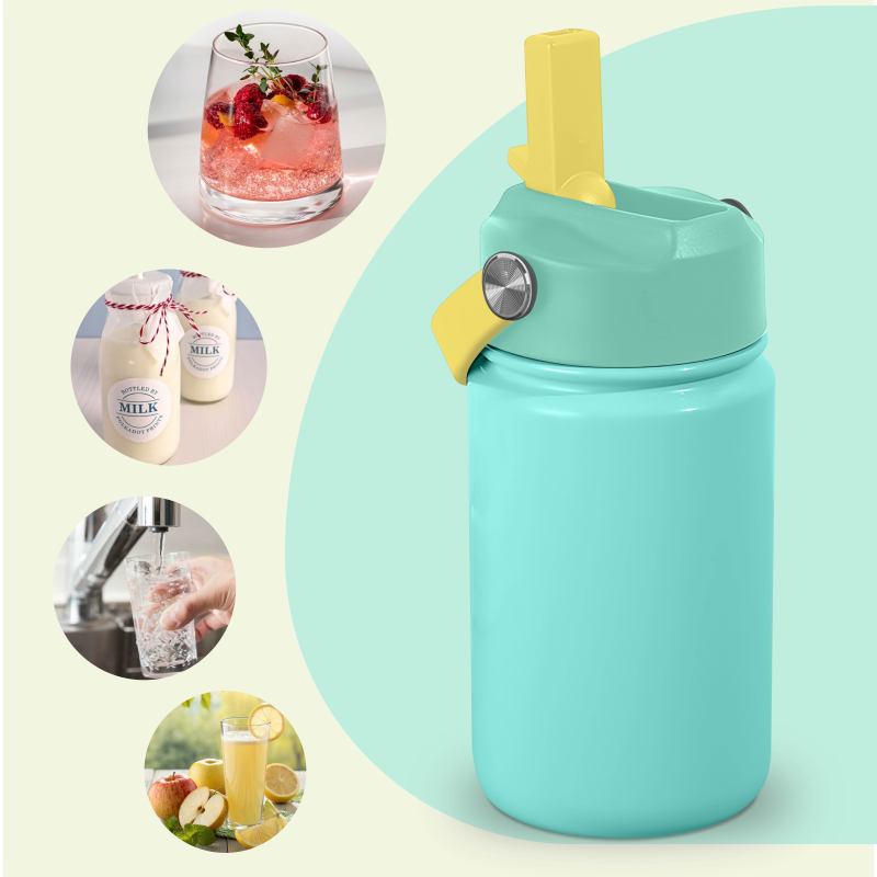 BPA-Free 14oz Double Wall Stainless Steel Insulated Vacuum Flask New Lid Kid Water Bottle for School Use Hot Cold for Hot Water