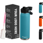 25oz/750ml Double Wall Wide Mouth Drinking Flasks Stainless Steel Water Bottle with Straw Sports Bottle with Lid