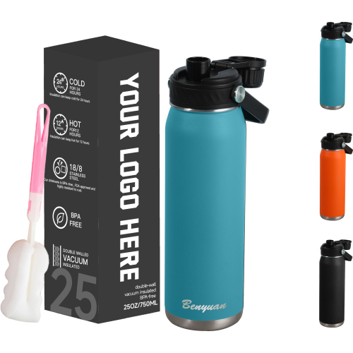 25oz/750ml Double Wall Wide Mouth Drinking Flasks Stainless Steel Water Bottle with Straw Sports Bottle with Lid 25oz/750ml Double Wall Wide Mouth Drinking Flasks Stainless Steel Water Bottle with Straw Sports Bottle with Lid