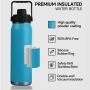 25oz/750ml Double Wall Wide Mouth Drinking Flasks Stainless Steel Water Bottle with Straw Sports Bottle with Lid