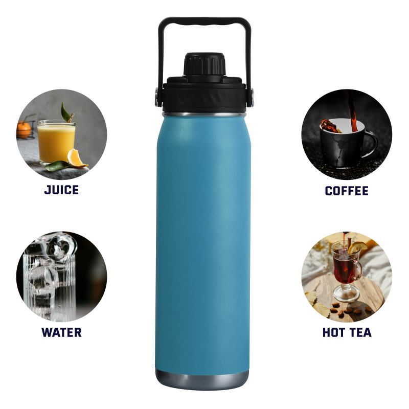 25oz/750ml Double Wall Wide Mouth Drinking Flasks Stainless Steel Water Bottle with Straw Sports Bottle with Lid