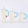 Customized 304 Stainless Steel Portable Vacuum Insulated Cup with High Quality Handle, Car Cup with Portable Sipping Tube