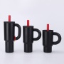 Customized 304 Stainless Steel Portable Vacuum Insulated Cup with High Quality Handle, Car Cup with Portable Sipping Tube
