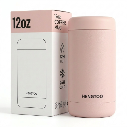 Custom Logo Double Wall Vacuum Insulated 12oz Stainless Steel BPA Free Coffee Travel Mug for Office Cup Camping